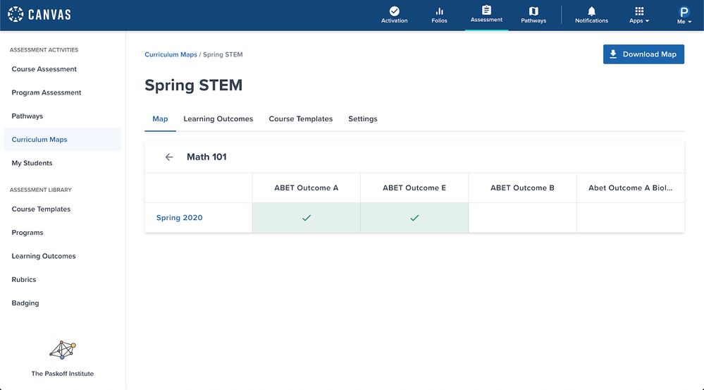 curriculum maps example page