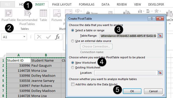 Create pivot table