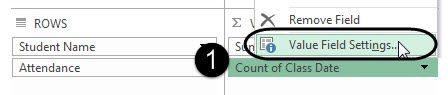 Selecting Field Value Settings