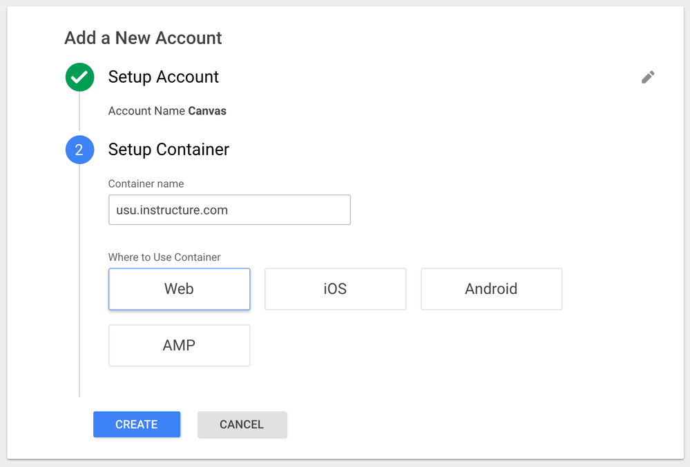 Google Tag Manager setup screen. 