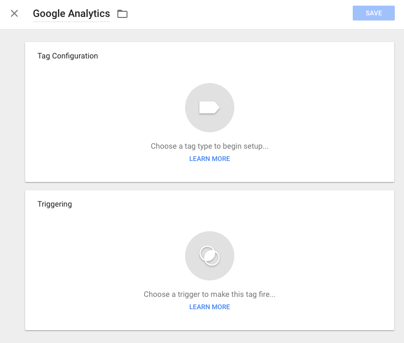 Dialog showing tag configuration and triggering dialogs. 