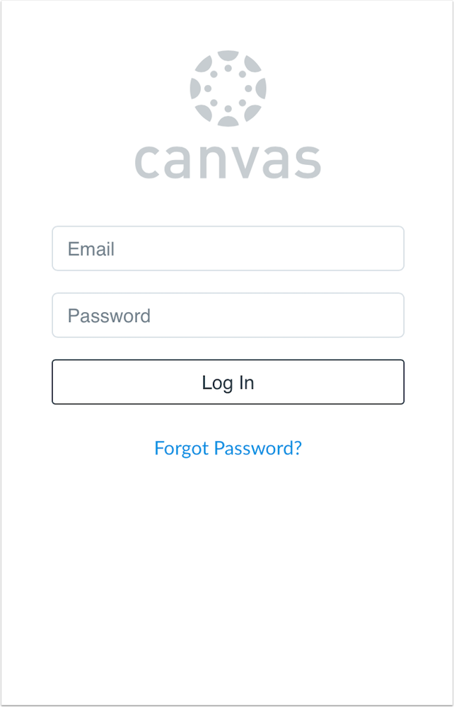 Canvas mobile login page