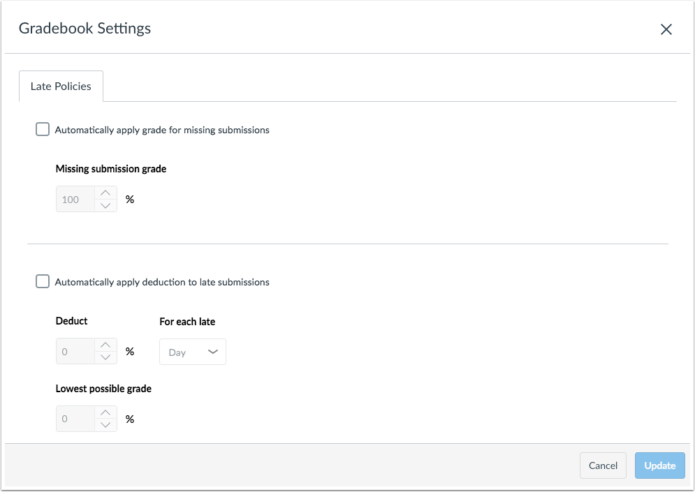 New Gradebook Settings Menu and Late Policies Option