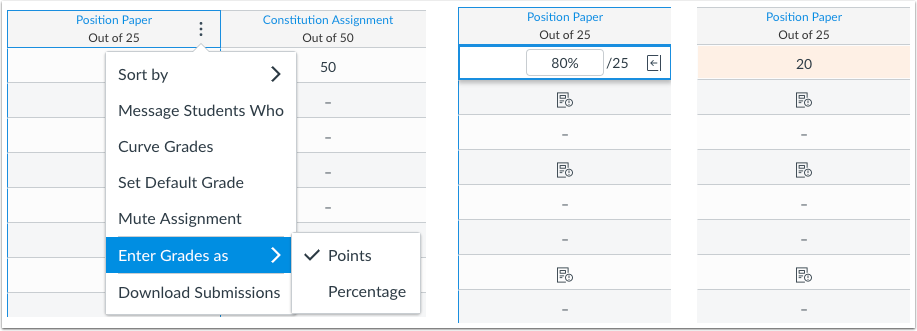 New Gradebook Enter Grades as Point Value