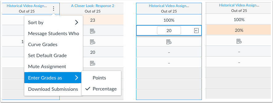 New Gradebook Enter Grades as Percentage