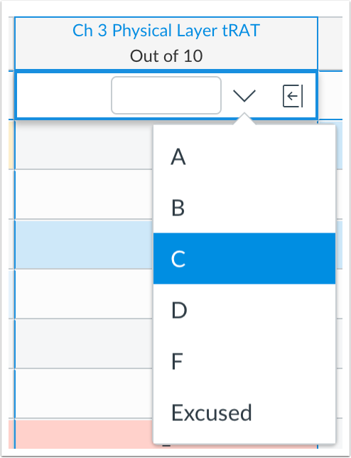 Letter grade and grading scheme assignments include a grading scheme menu