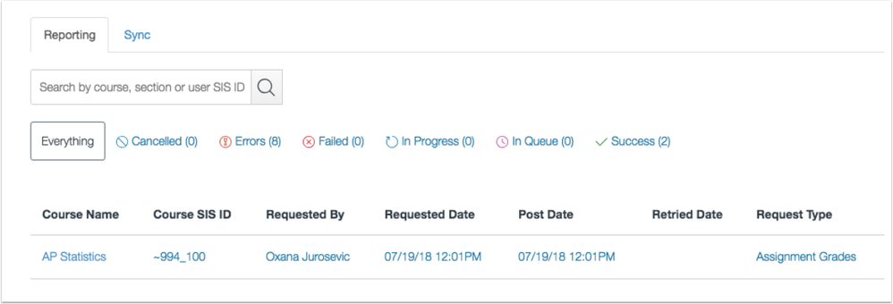 SIS Gradebook Reporting