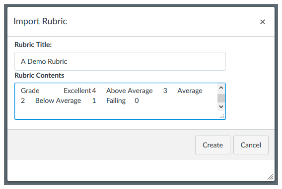 Import Rubric Example