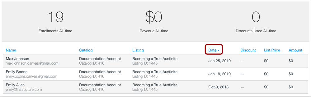 Sortable Headers