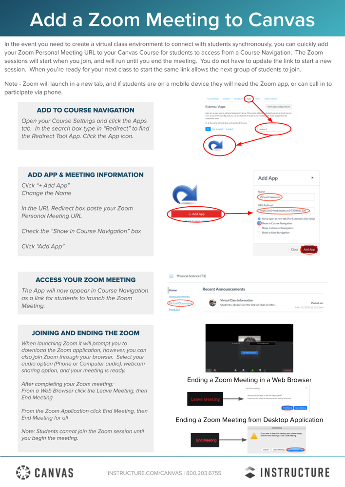 Add a Zoom Meeting in Course Navigation