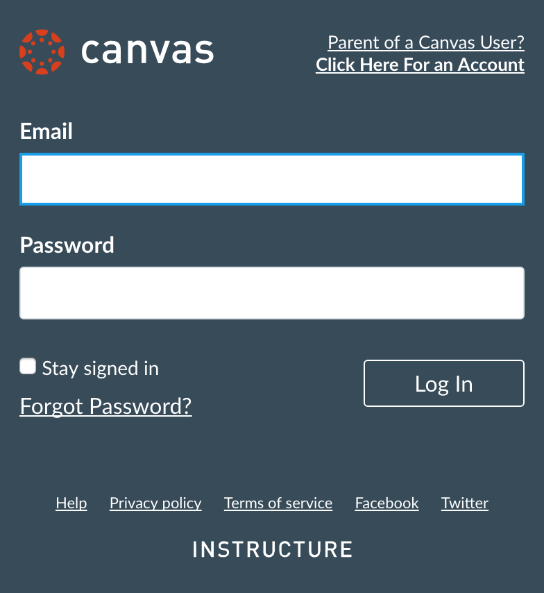 Canvas Login Page