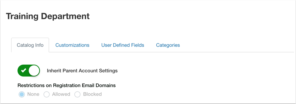 Registration Email Domains at the subaccount level