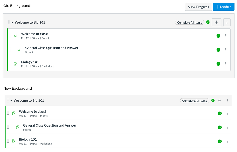 Background Styles Update Comparison of Modules Page