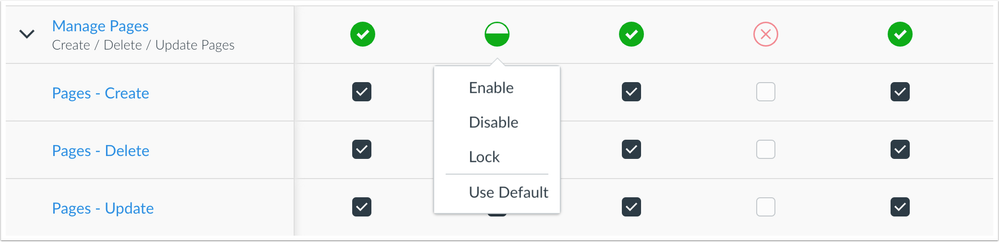 Permission Options Checkmarks in Grouped Permissions with Partial Permissions