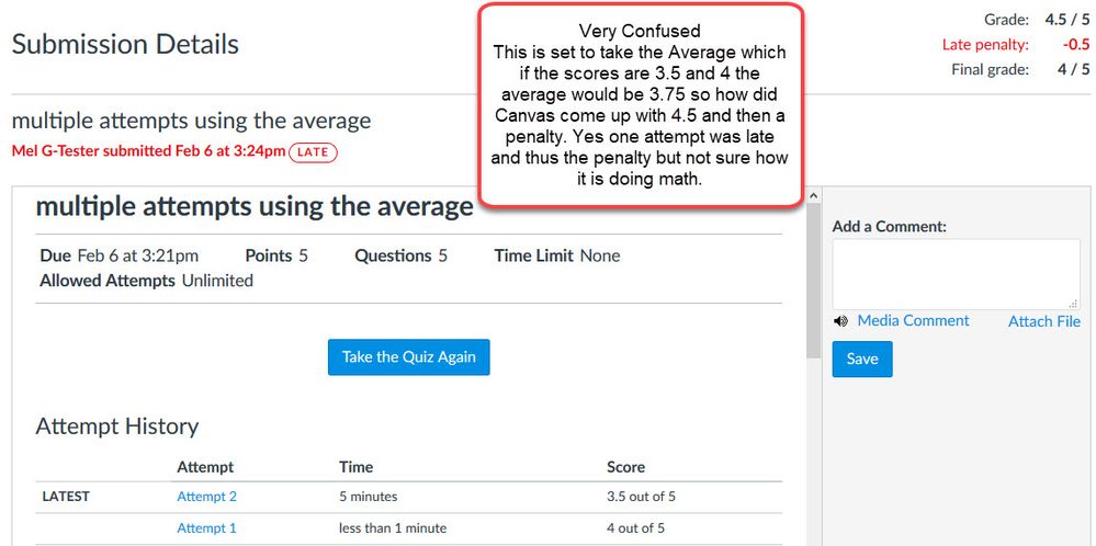 quiz stats student view