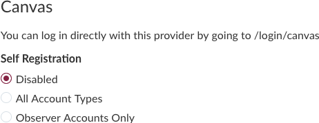 canvas authentication canvas self-registration disabled