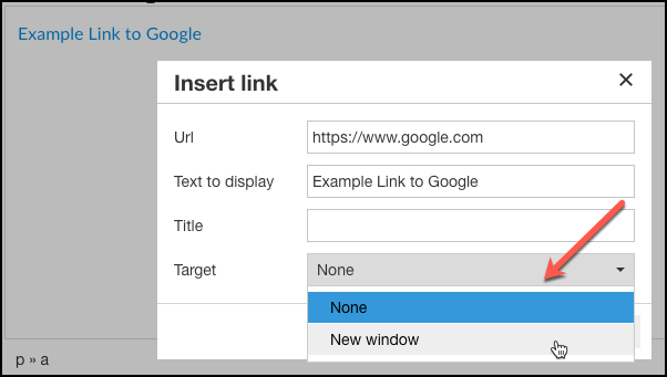 RCE Link Dialog