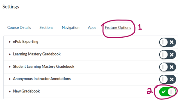 Turning on the new gradebook