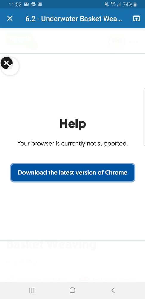 screenshot of flipgrid error on mobile device