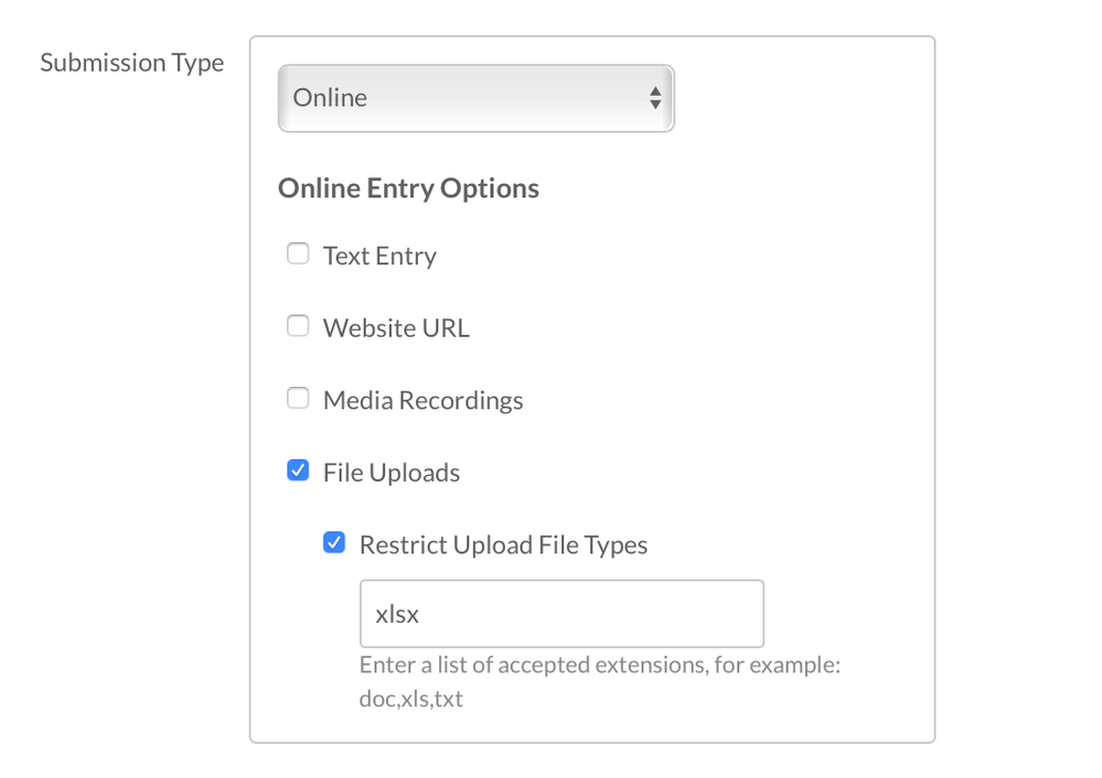 assignment file type restrictions