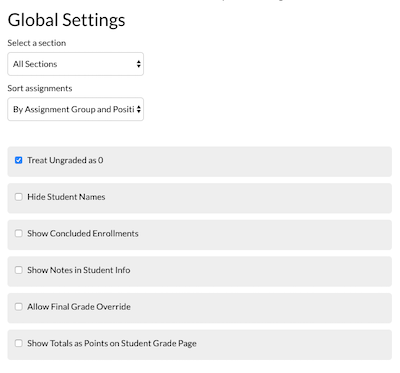 Global checkboxes presented in Individual View of Gradebook