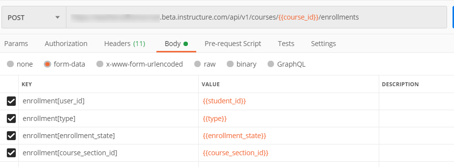 Enroll using Postman