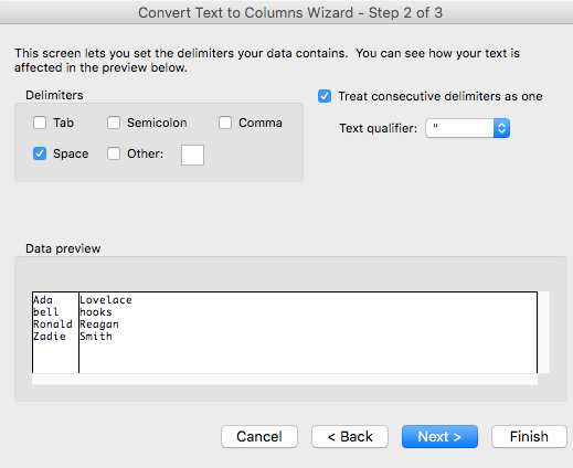 using the text to column wizard part 3