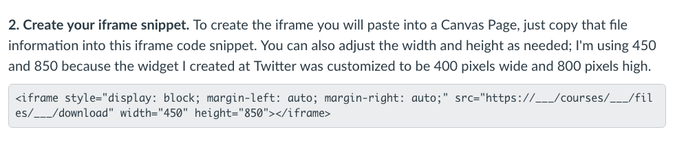 screenshot of iframe snippet