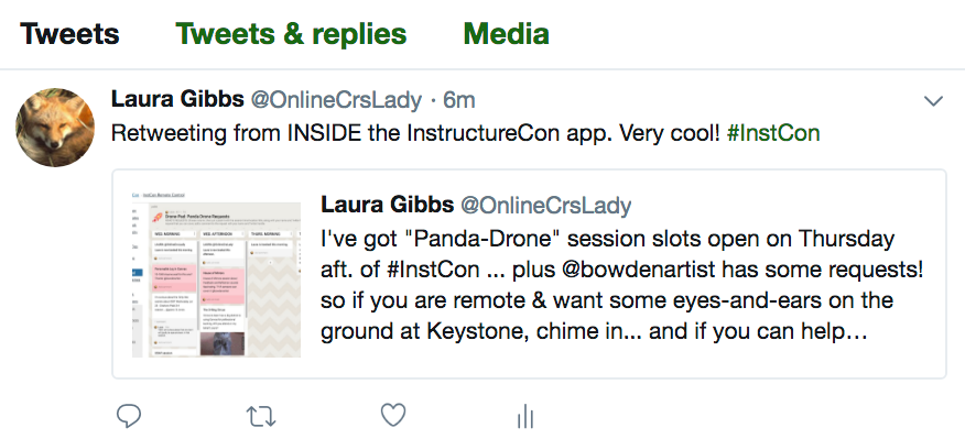 screenshot of InstCon retweet