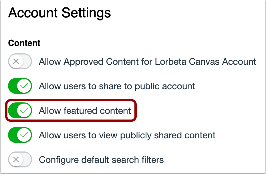 Commons page Allow Featured Content button