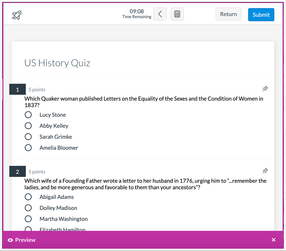 Assessment preview for students